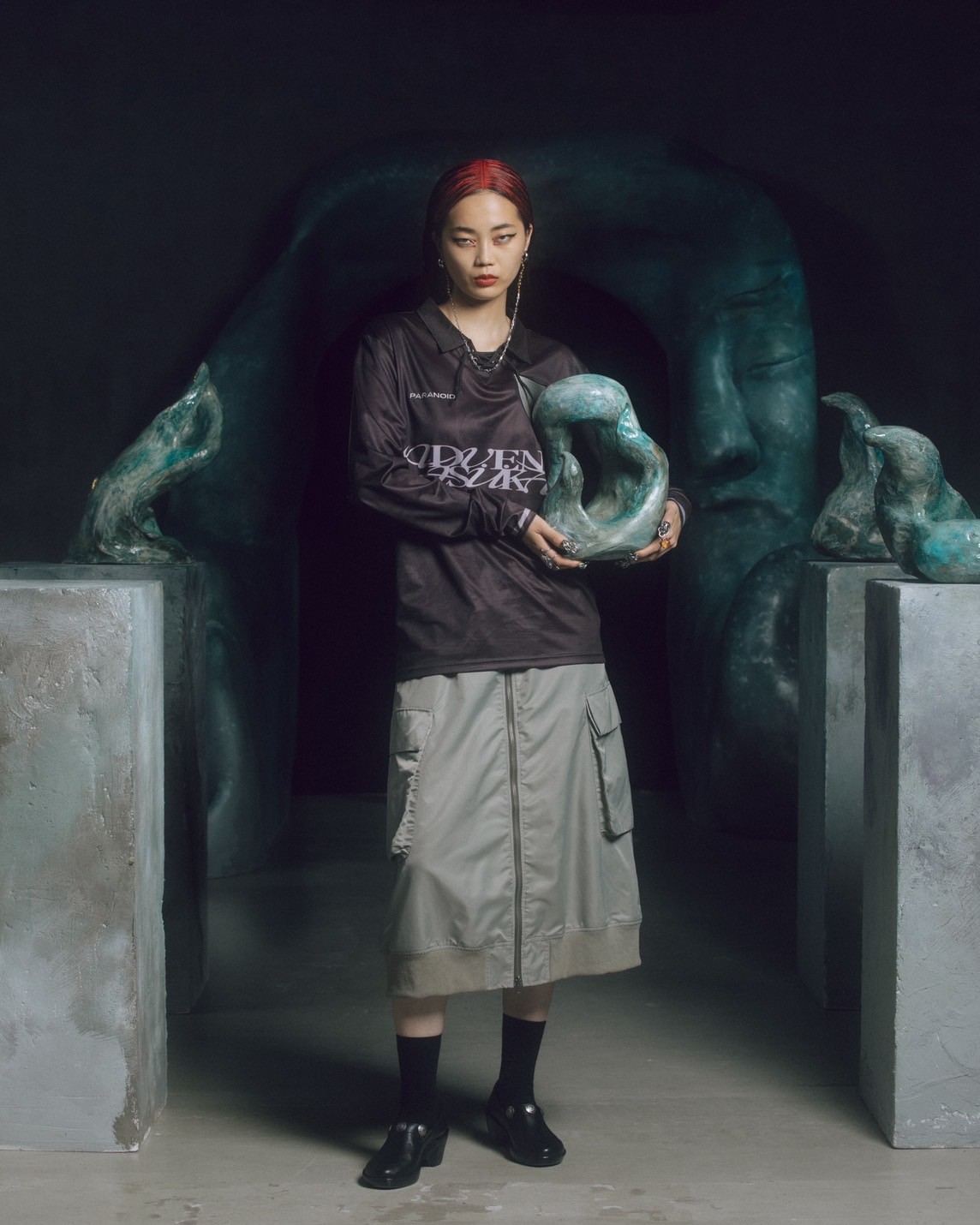 PARANOID/パラノイド/Nylon Rib Skirt GRAY M
