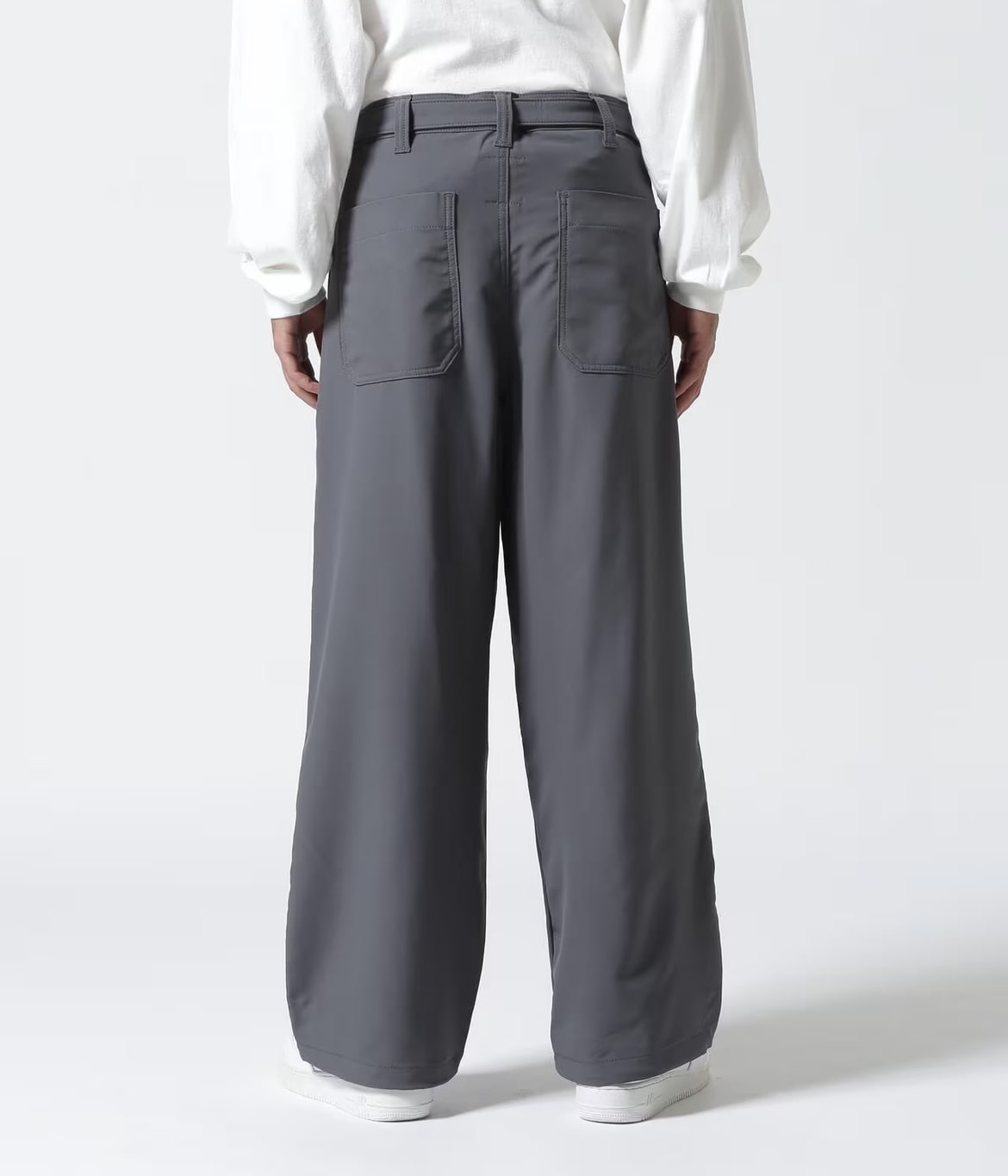 B omnivore/ビーオムニボー  STRETCH POLYESTER BELT LOOSE PANTS ストレッチベルトルーズパンツ　スラックス GRAY S