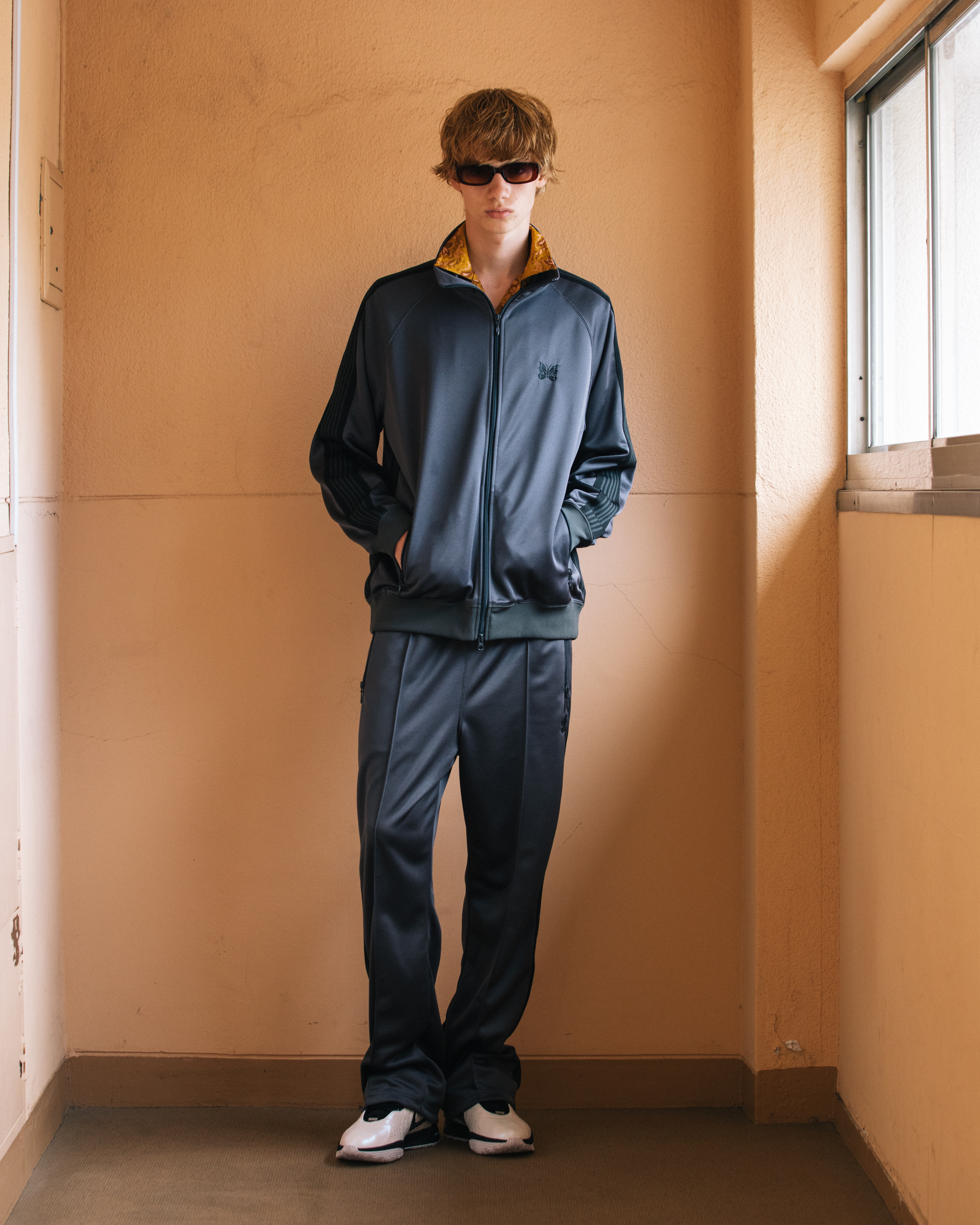 Needles×BEAVER/ニードルズ×ビーバー　別注Track Jacket - Poly Smooth -CHARCOAL- トラックジャケット チャコール M