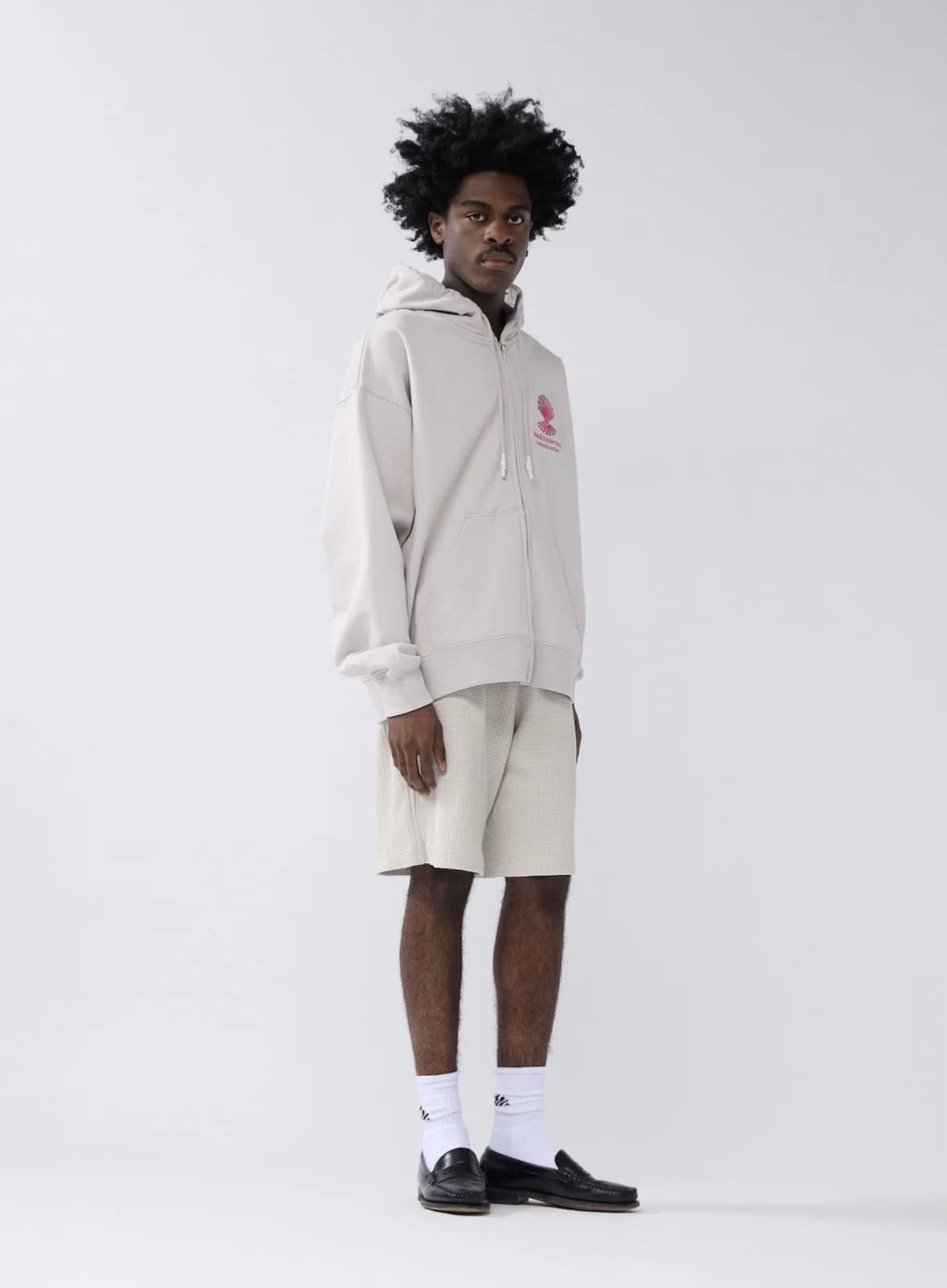 New Amsterdam Surf Association/ニューアムステルダムサーフアソシエーション/LOGO HOODIE ZIP-UP PEBBLE/MAGENTA ジップフーディ　パーカー PEBBLE/MAGENTA M