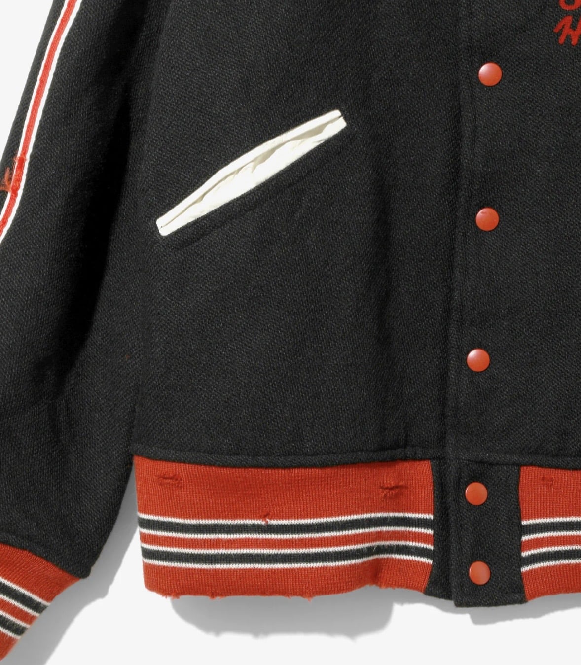 NEEDLES/ニードルズ/DECONSTRUCTED LETTERED JACKET - WOOL MELTON BLACK L