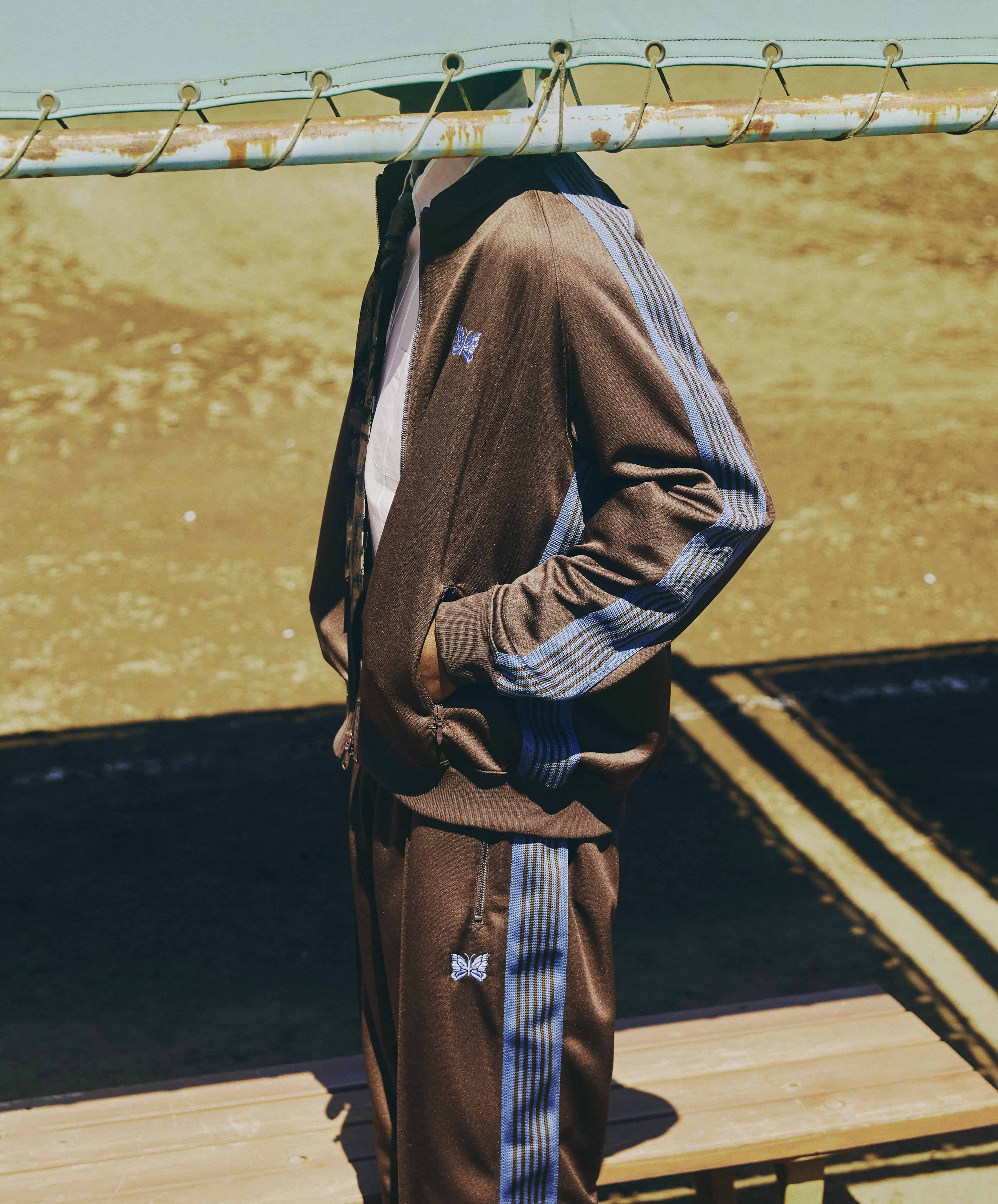 Needles×BEAVER/ニードルズ×ビーバー　別注Rib Collar Track Jacket - Poly Smooth　-BROWN- トラックジャケット brown M