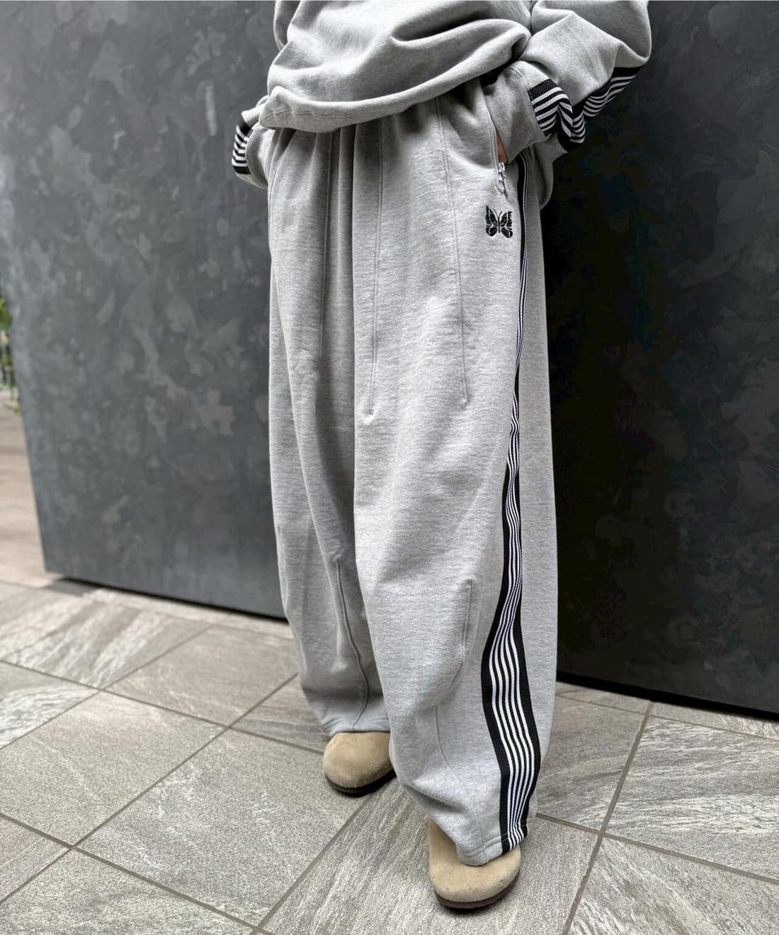 NEEDLES×BEAVER/ニードルズ×ビーバー/別注H.D. Track Pant - Cotton Jersey -GRAY- ヒザデルトラックパンツ　ヒザデルパンツ グレー XS