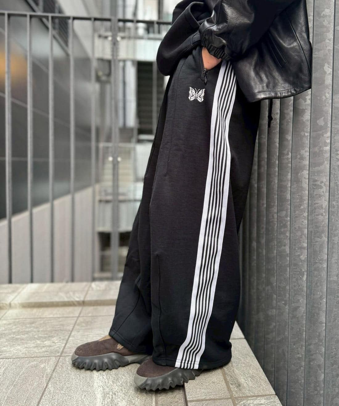 NEEDLES×BEAVER/ニードルズ×ビーバー/別注H.D. Track Pant - Cotton Jersey -BLACK- ヒザデルトラックパンツ　ヒザデルパンツ ブラック XS