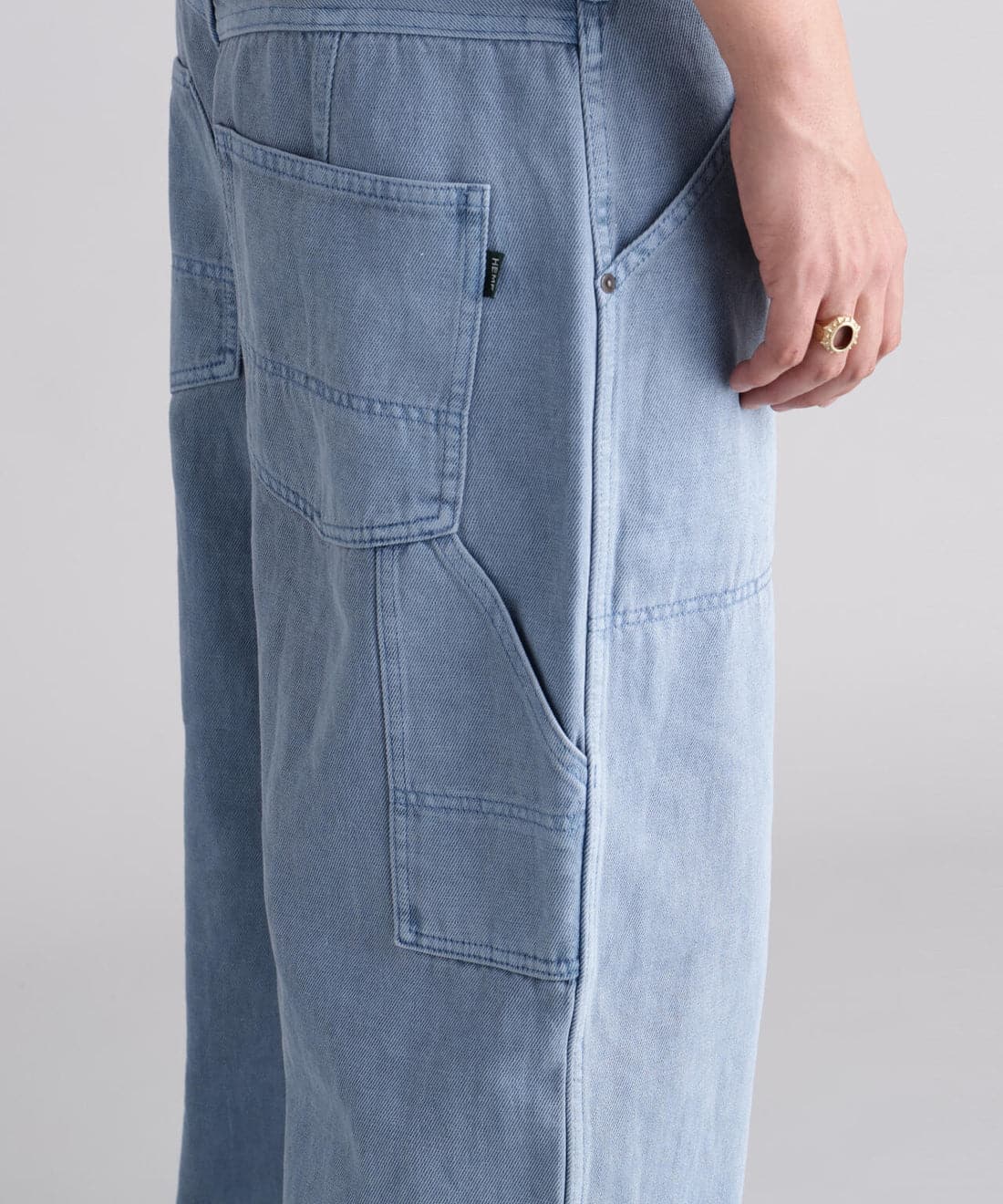 MANASTASH/マナスタッシュ/HEMP WASHED DOUBLE KNEE PANTS ブルーグレー S