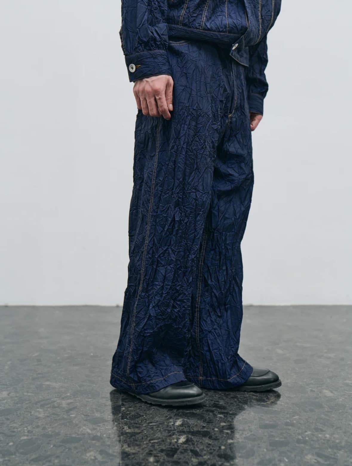 YDOT/ワイドット/WRINKLE NYLON TD PANTS NAVY M