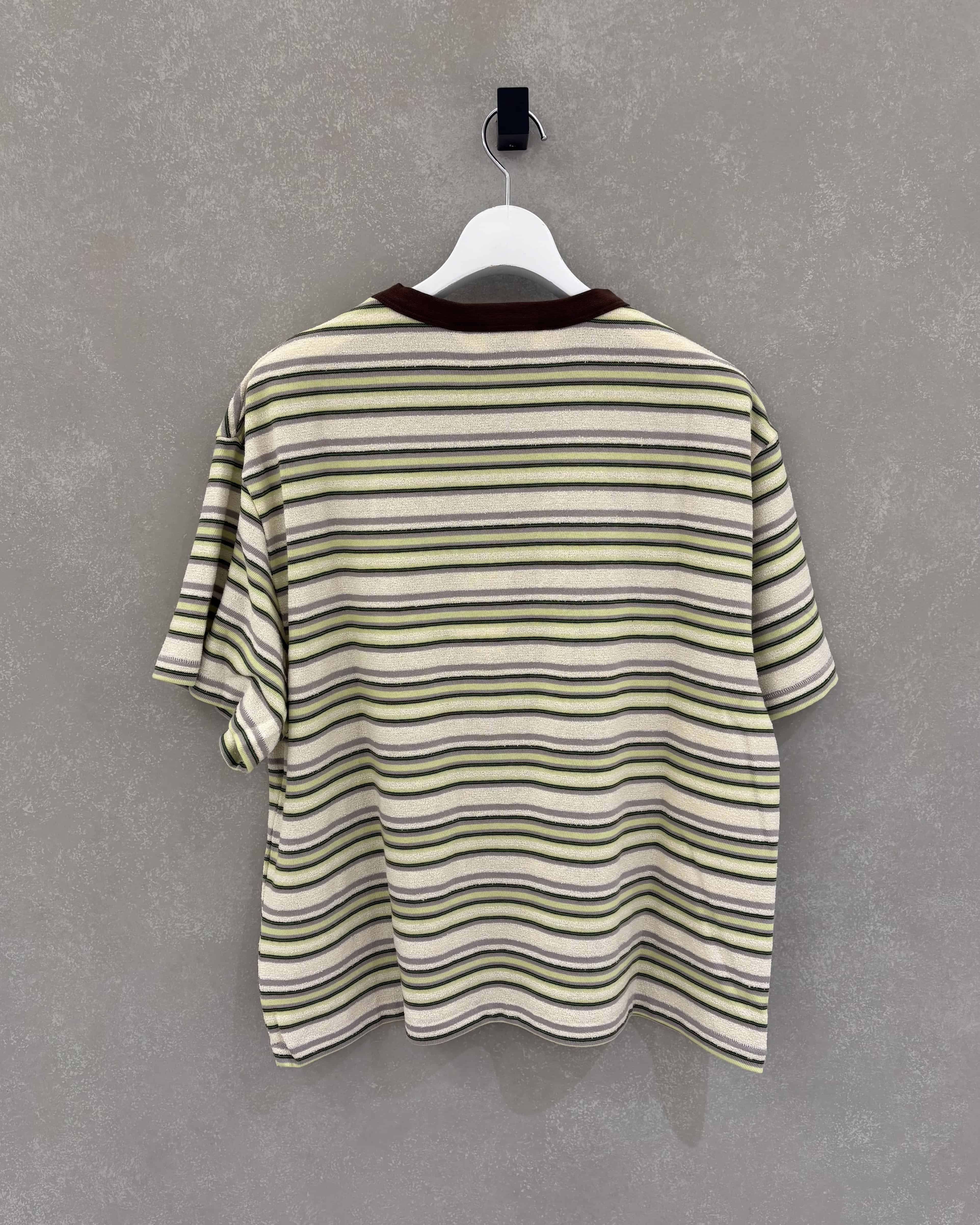 BRAIN DEAD/ブレインデッド/Looped Stripe T-Shirt GREEN MULTI M