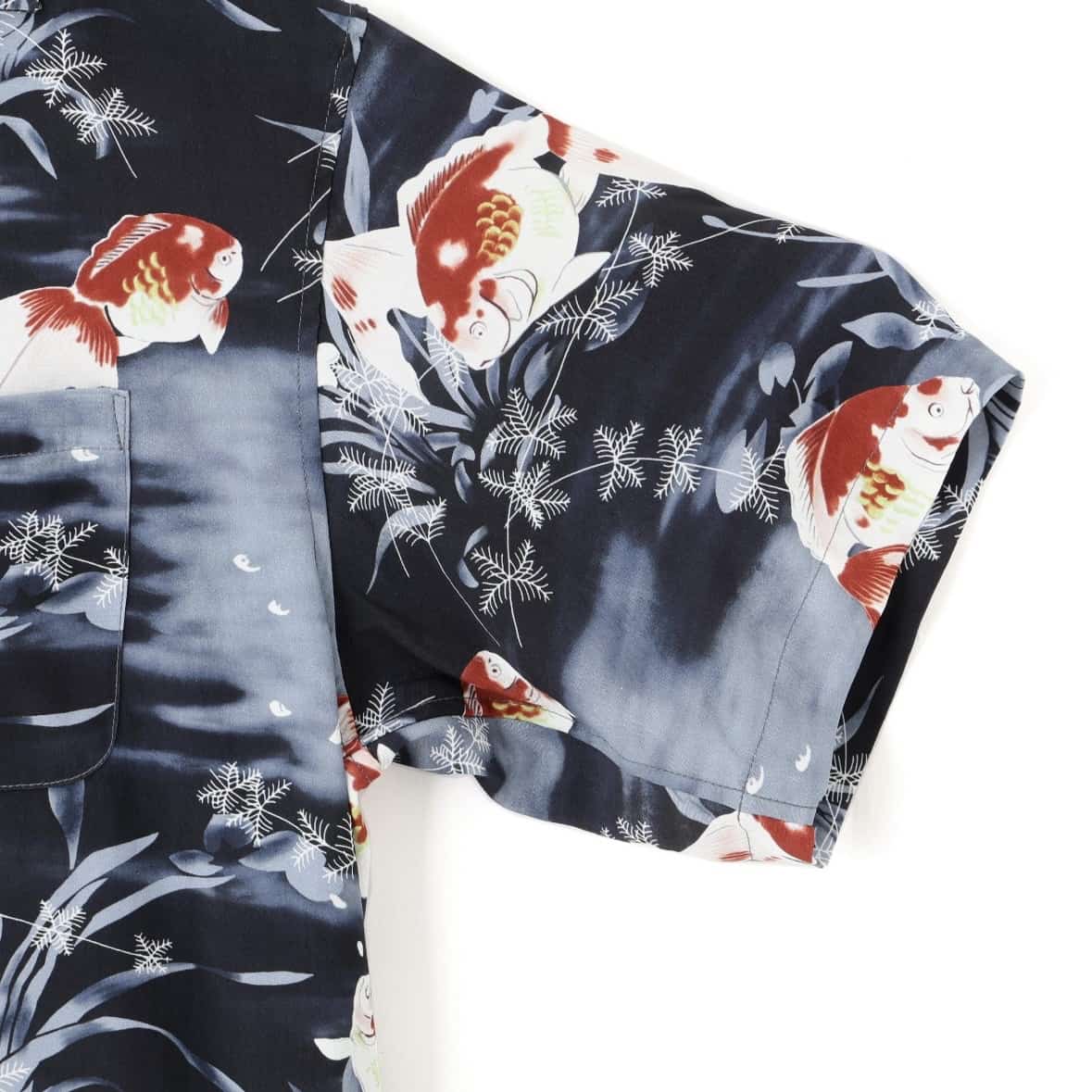 Schott×PJ/ショット×パイナップルジュース/GOLDFISH RAYON SHIRT/ゴールドフィッシュ レーヨンシャツ ブラック M