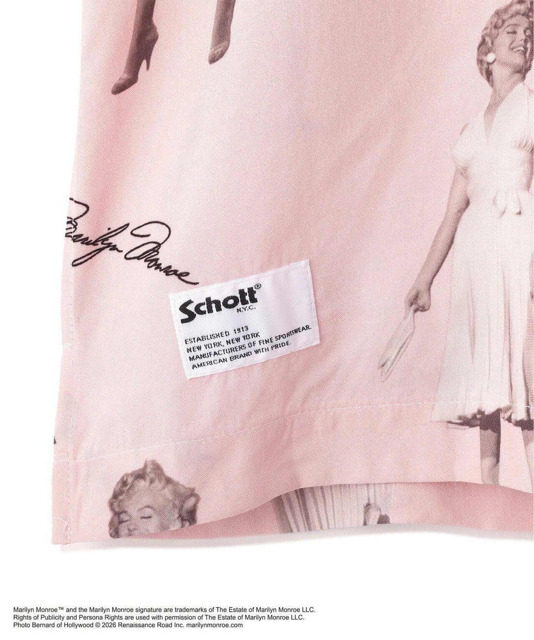 Schott/ショット/MARILYN MONROE RAYON SHIRT/マリリンモンロー レーヨンシャツ ピンク M