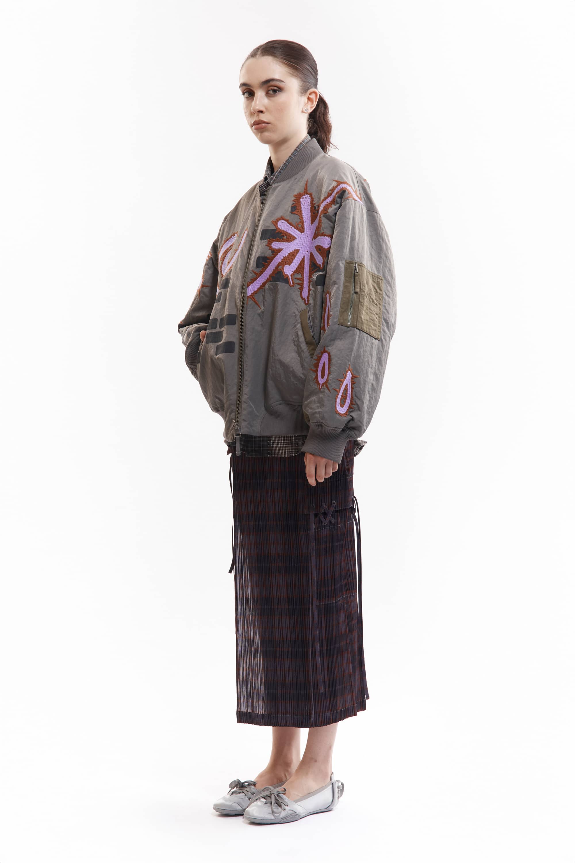 P.A.M.(Perks And Mini)/パム(パークスアンドミニ)/ADORNED REVERSIBLE BOMBER JACKET  リバーシブルボンバージャケット DRABS L