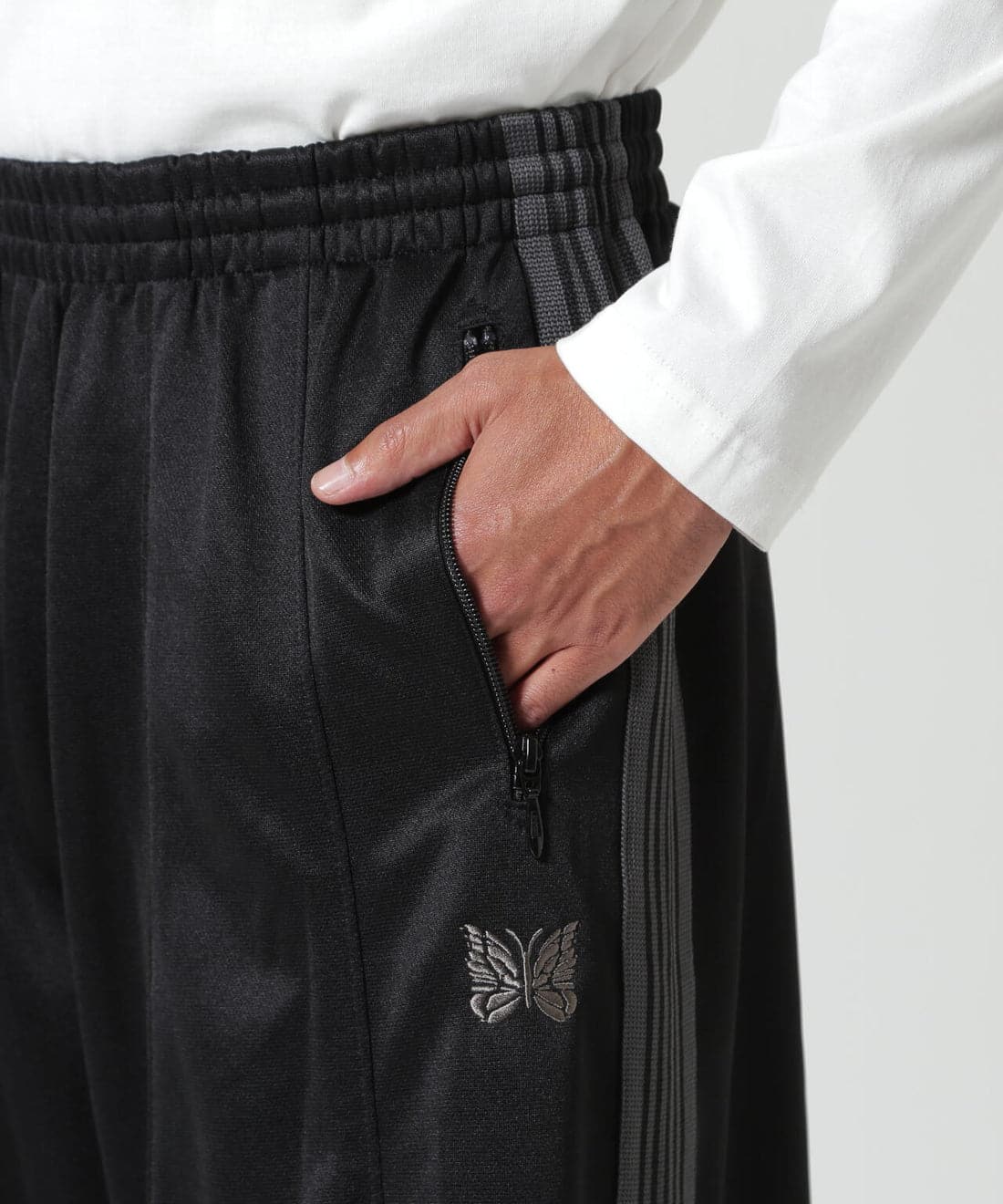NEEDLES×BEAVER/ニードルズ×ビーバー/別注H.D. TRACK PANT - POLY SMOOTH -BLACK- ヒザデルトラックパンツ BLACK XS