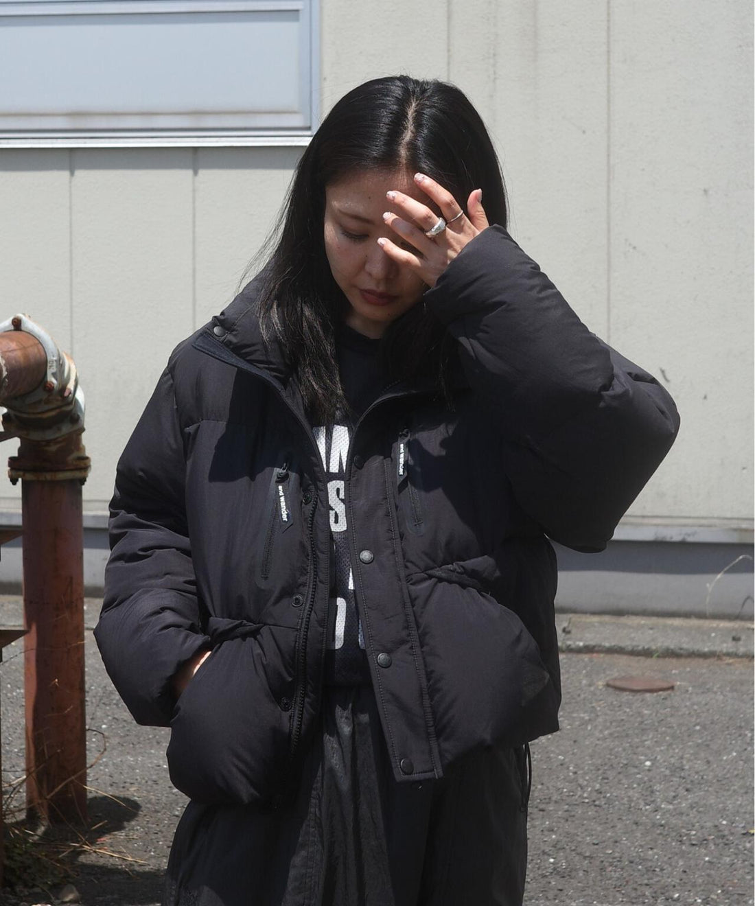 and wander/アンドワンダー/puffer down jacket　パファーダウンジャケット ブラック XS