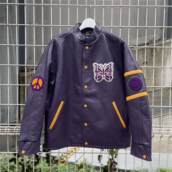 Needles/LETTERMAN JACKET - COWHIDE LTHR.(S PURPLE)｜ ビーバー