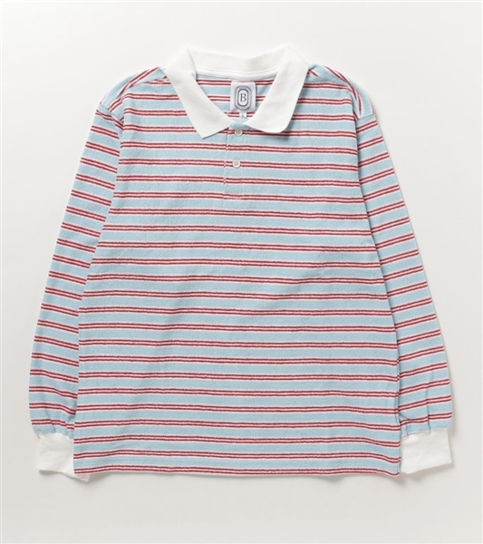 B omnivore/ビーオムニボー  Pile Border POLO サックス M