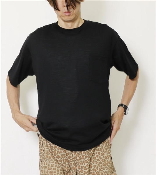 BURLAP OUTFITTER/バーラップアウトフィッター/S/S MERINO POCKET TEE / ショートスリーブメリノポケットティー BLACK L