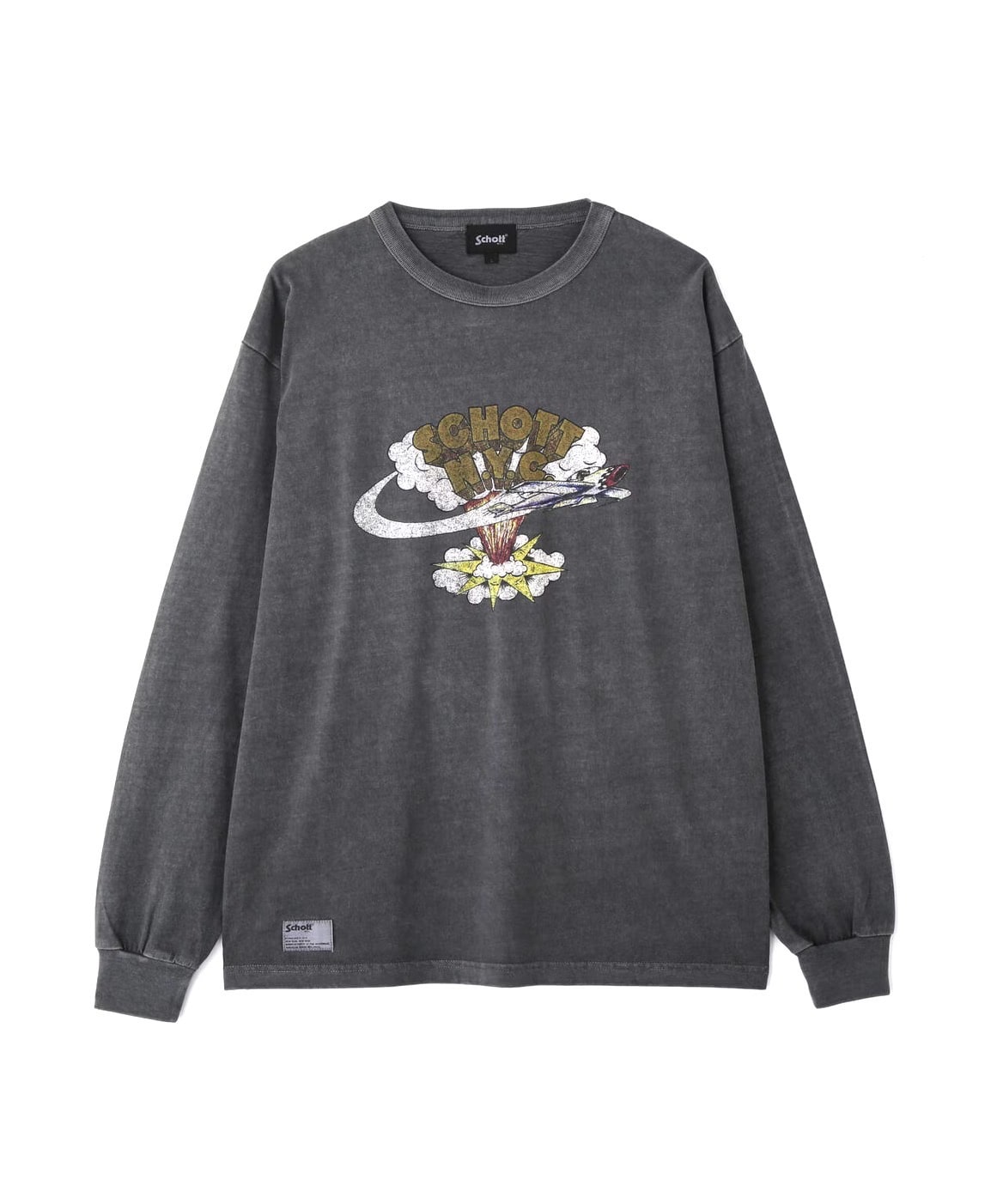 Schott/ショット/AIRPLAIN LS T-SHIRT BLACK M