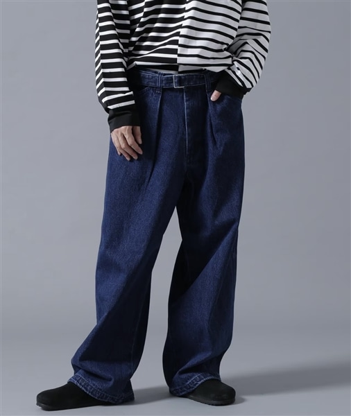 B omnivore/ビーオムニボー/DENIM BELT LOOSE PANTS デニムベルトルーズパンツ INDIGO S