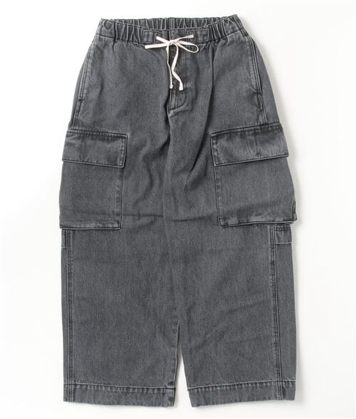 B omnivore/ビーオムニボー  BLACK DENIM CARGO PANTS ブラックデニムカーゴパンツ GRAY S