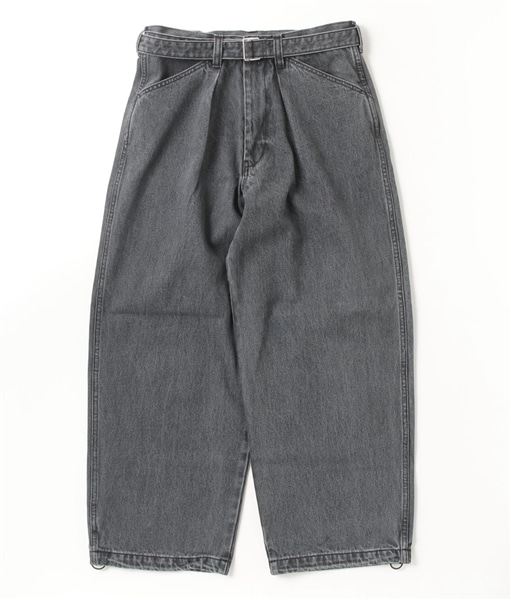B omnivore/ビーオムニボー/BLACK DENIM BELT LOOSE PANTS ブラックデニムベルトルーズパンツ GRAY S