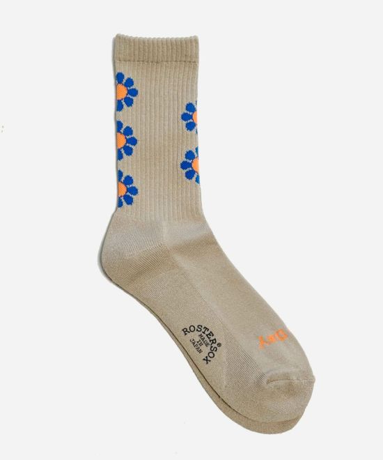 ROSTER SOX/ロスターソックス  PEACE 花柄 メンズ　レディース ベージュブルー 1