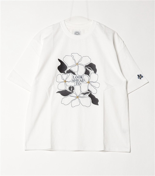 B omnivore/ビーオムニボー/16/10 E天竺 フラワー刺繍 S/S TEE Tシャツ ホワイト M