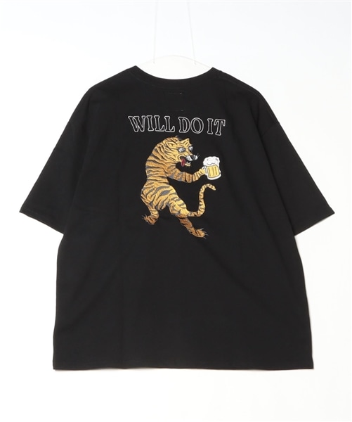 B omnivore/ビーオムニボー/16/10 E天竺 トラ刺繍 S/S TEE ブラック M