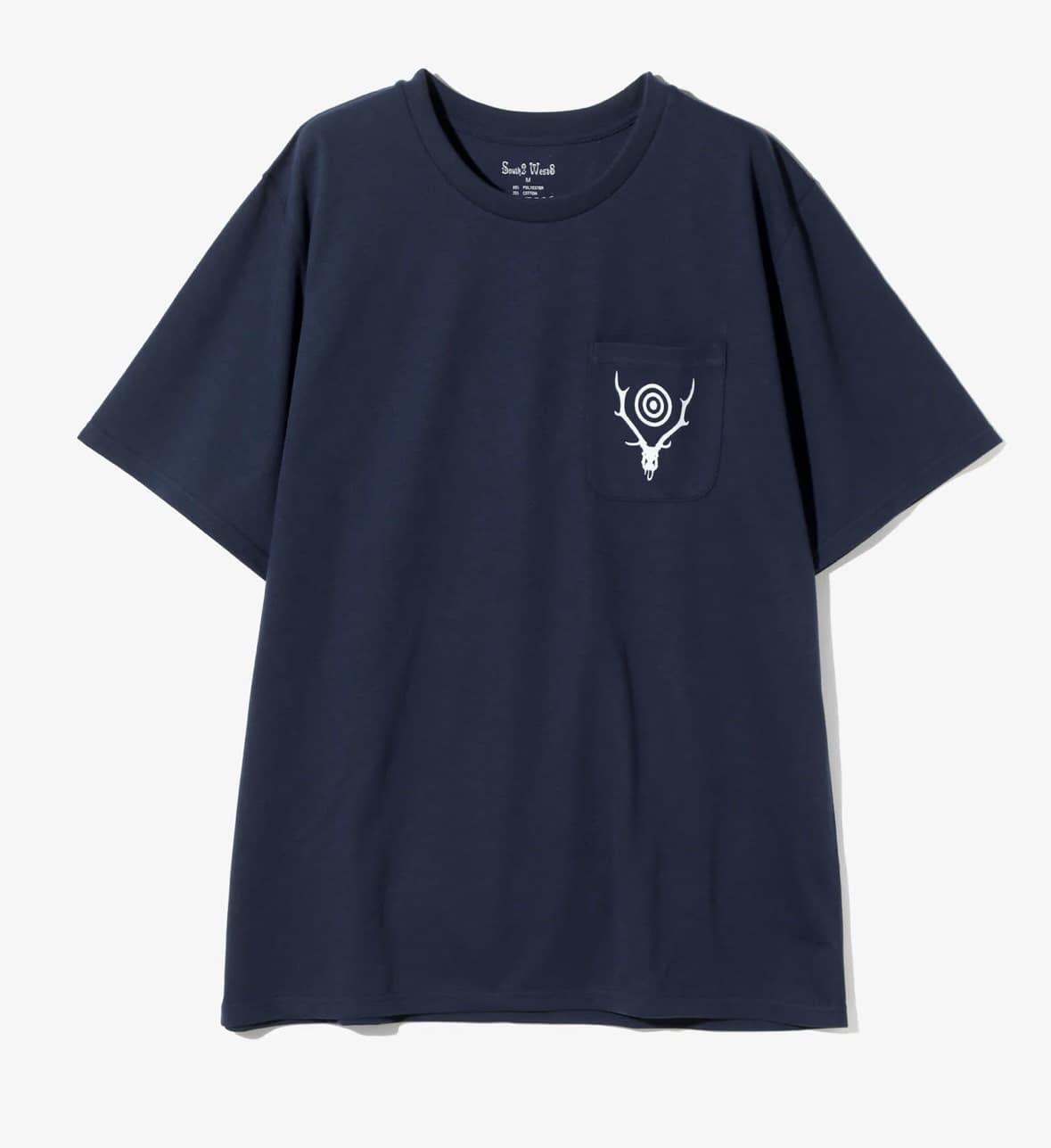 SOUTH2 WEST8/サウスツーウエストエイト/S/S ROUND POCKET TEE - CIRCLE HORN ネイビー M
