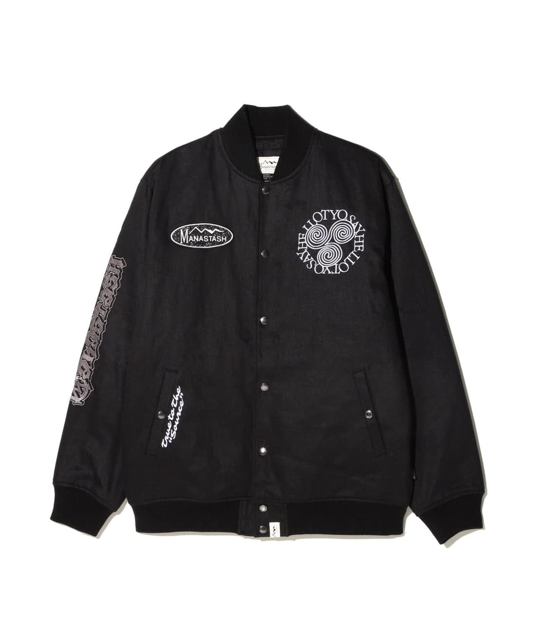 MANASTASH/マナスタッシュ/SAYHELLO HEMP VARSITY JACKET ヘンプバーシティージャケット BLACK M