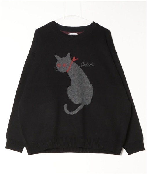 B omnivore/ビーオムニボー/CAT SWEAT CREW キャットスウェットクルー チャコールグレー M
