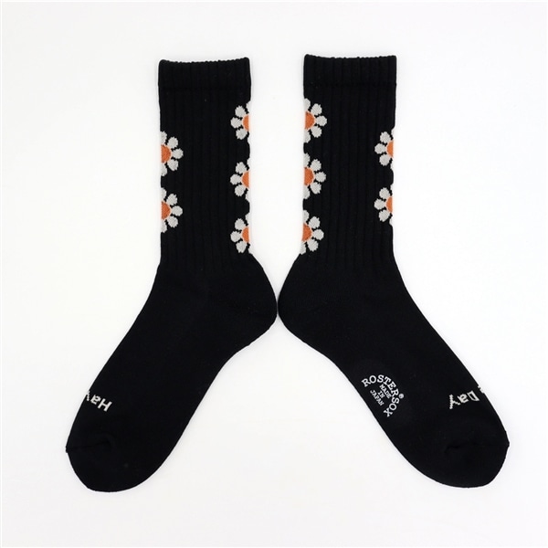 ROSTER SOX/ロスターソックス/PEACE ピース　花　メンズ　レディース BLACK 1