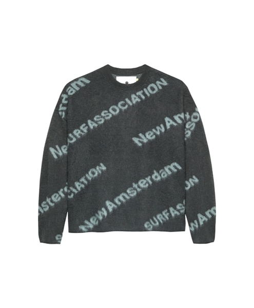 New Amsterdam Surf Association/ニューアムステルダムサーフアソシエーション/JACQUARD KNIT SHARK GREEN/TEAL クルーネックニット SHARK GREEN/TEAL M