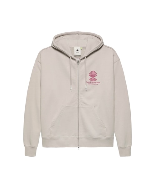 New Amsterdam Surf Association/ニューアムステルダムサーフアソシエーション/LOGO HOODIE ZIP-UP PEBBLE/MAGENTA ジップフーディ　パーカー PEBBLE/MAGENTA M