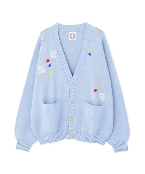 B omnivore/ビーオムニボー/HAND STITCH CARDIGAN ハンドステッチカーディガン サックスブルー M
