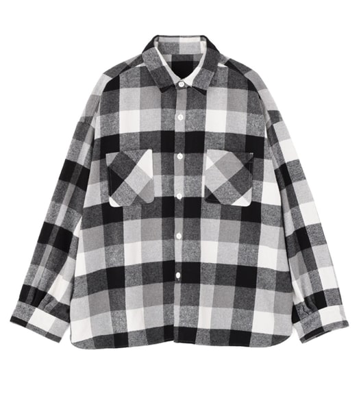 B omnivore/ビーオムニボー/BLOCK CHECK SHIRTS ブロックチェックシャツ BLACK M
