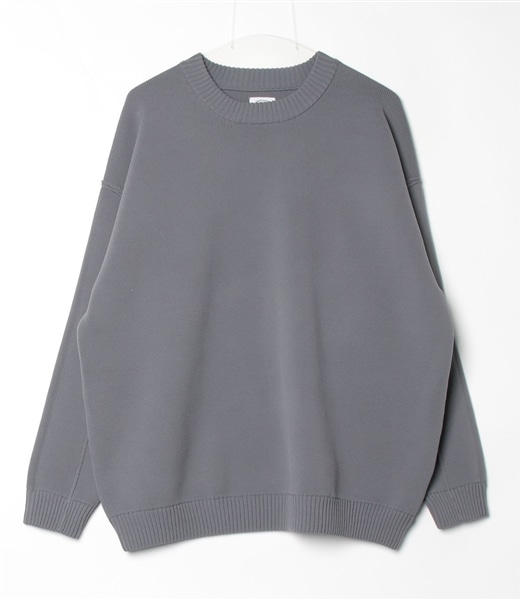 B omnivore/ビーオムニボー/SIMPLE KNIT TOP チャコールグレー M