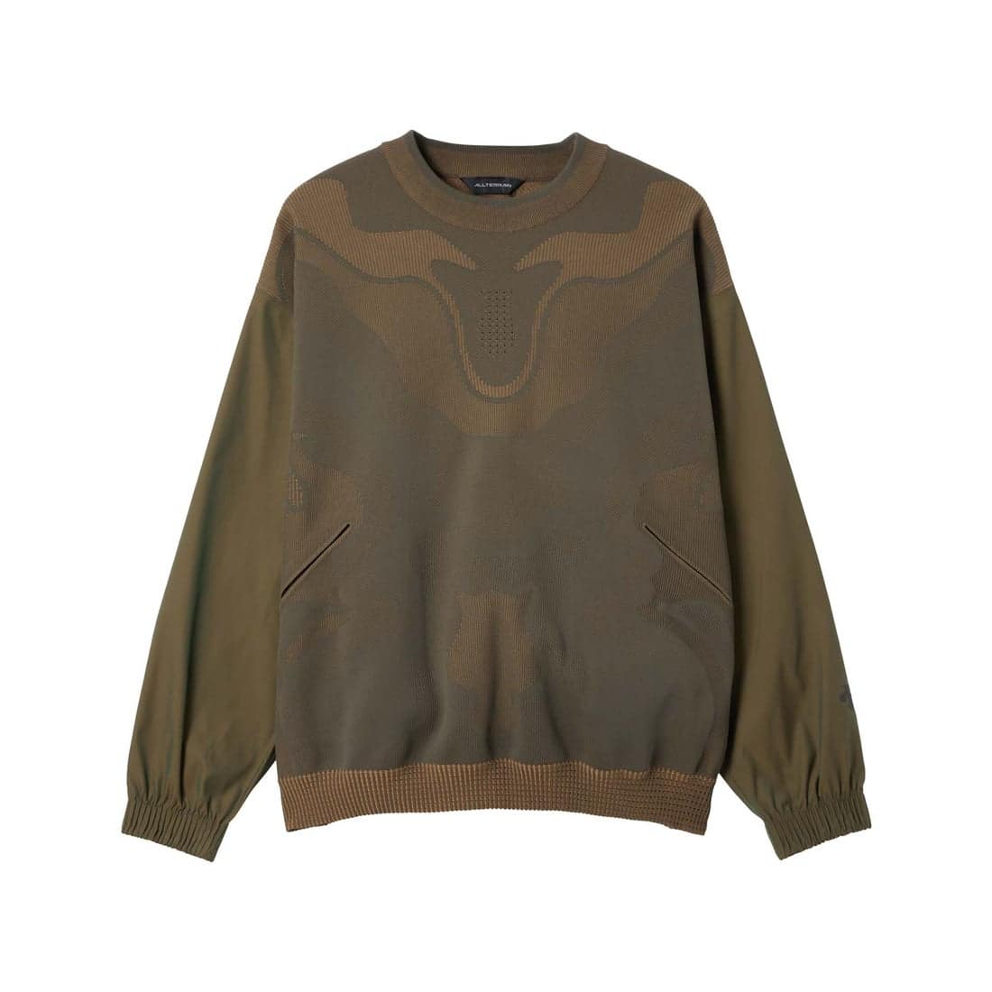 DESCENTE ALLTERRAIN/デサントオルテライン/フュージョンニットハイブリッドクルーネック カーキ M