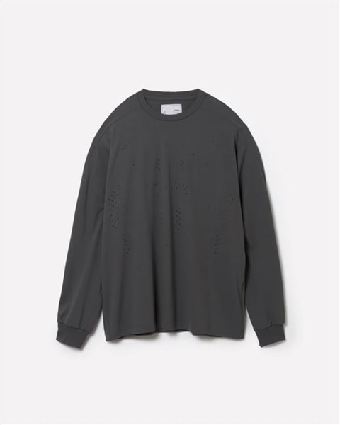 YDOT/ワイドット/FRACTAL HOLE L/S TSHIRT CHARCOAL M
