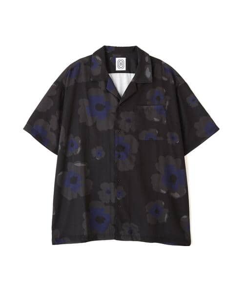 B omnivore/ビーオムニボー/FLOWER S/S SHIRT 半袖シャツ　柄シャツ　花柄 ブラック M