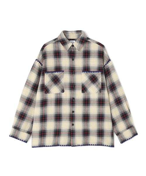 B omnivore/ビーオムニボー/HAND STITCH FLANNEL ハンドステッチフランネルシャツ ナチュラル M