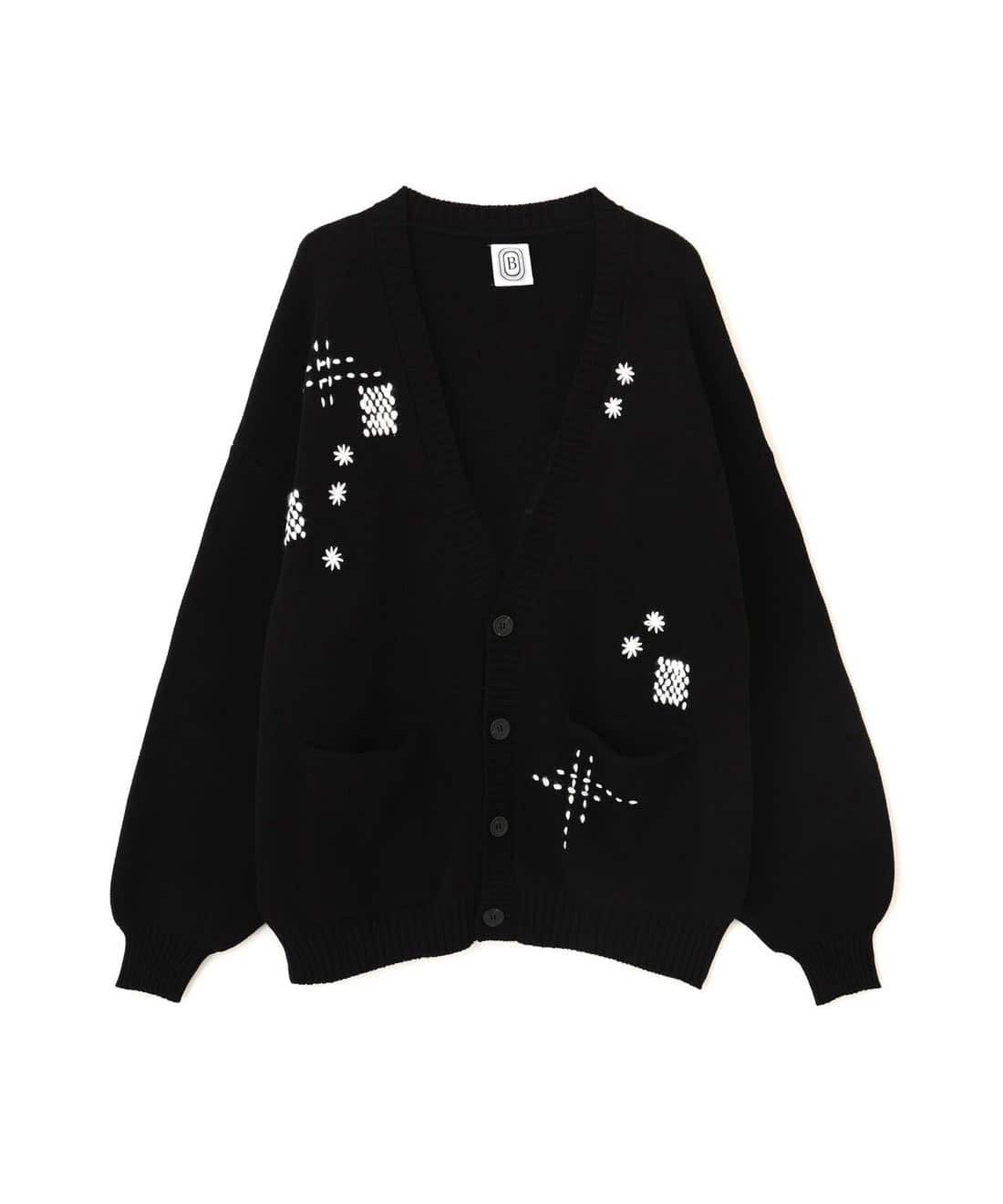 B omnivore/ビーオムニボー/HAND STITCH CARDIGAN ハンドステッチカーディガン ブラック M