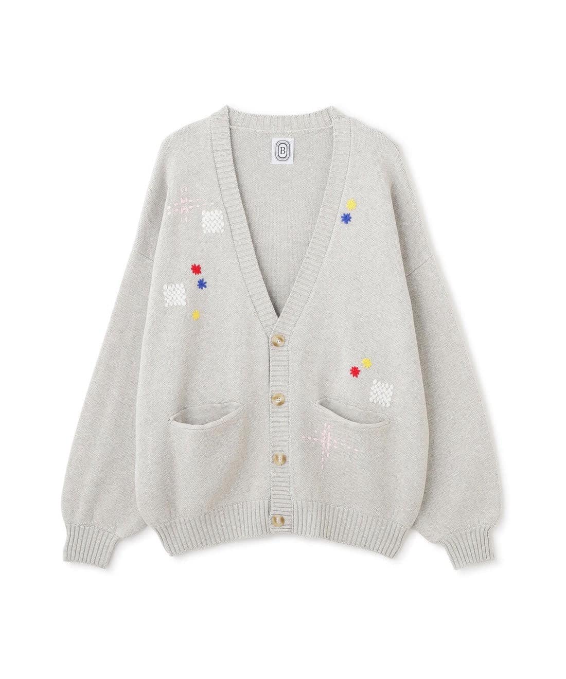 B omnivore/ビーオムニボー/HAND STITCH CARDIGAN ハンドステッチカーディガン グレー M