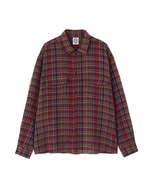 B omnivore/ビーオムニボー/PLAID PATTERN SHIRT パープル M