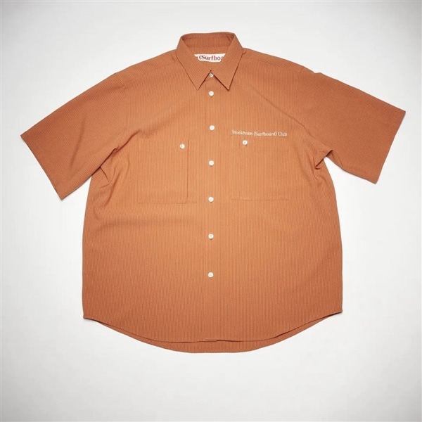 Stockholm Surfboard Club/Seersucker shirt ORANGE M