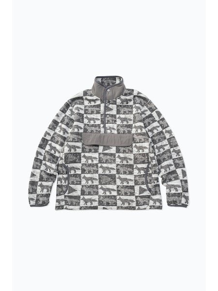 [MAISON KITSUNE×and wander/メゾンキツネ×アンドワンダー]fox checkers fleece pullover GREY 4