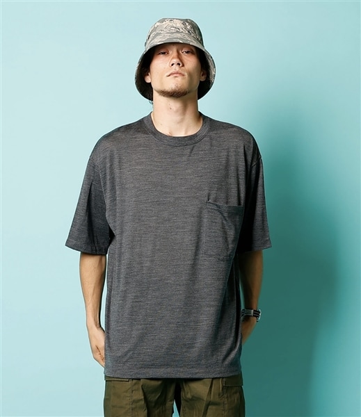 BURLAP OUTFITTER/バーラップアウトフィッター/S/S MERINO POCKET TEE / ショートスリーブメリノポケットティー GRAY L