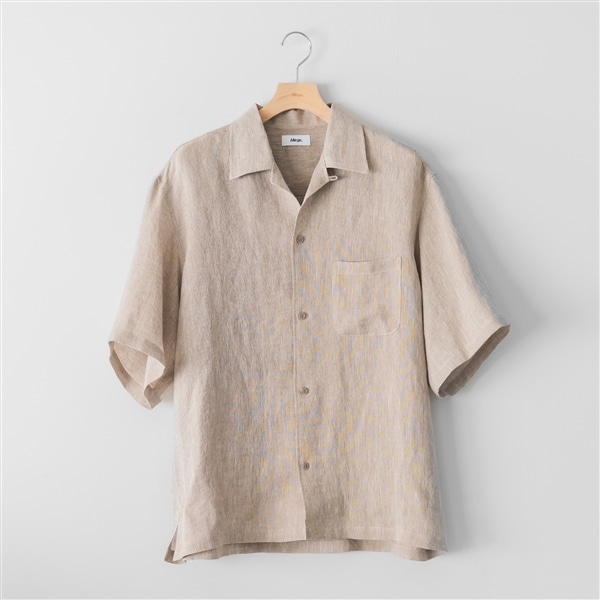 Allege/アレッジ/Linen Stripe Open Callor S/S Shirt BEIGE 3