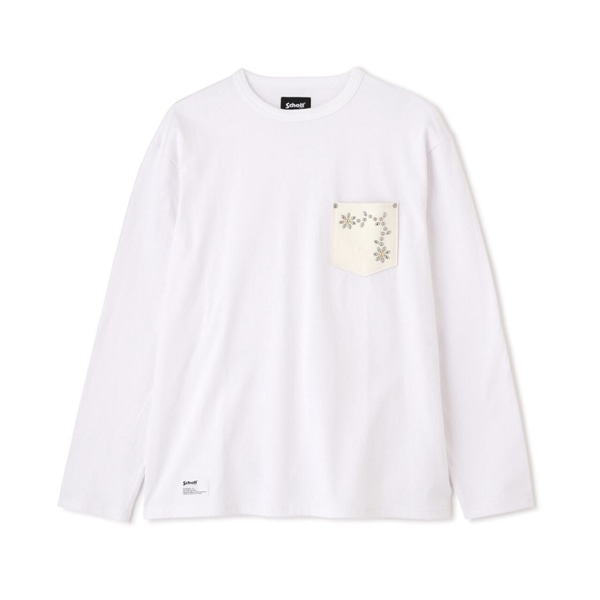 Schott/ショット/DEER FLOWER STUDS LS T-SHIRT/ディアフラワースタッズ LS Tシャツ WHITE M