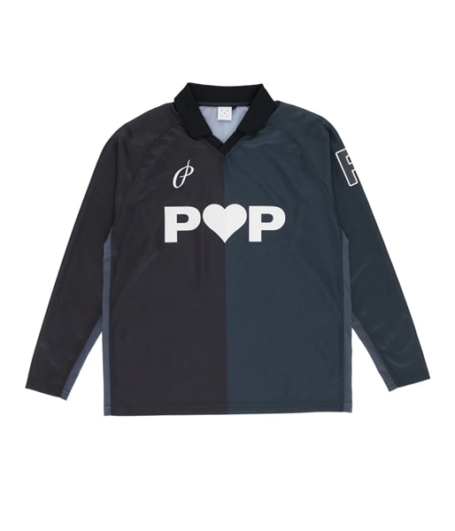 POP TRADING CO/ポップトレーディングカンパニー/Striped Sportif Long Sleeve Shirt BLACK L