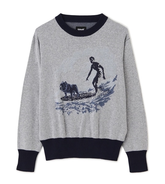 Schott/ショット/50S LS KNIT SURF BULL/サーフブル ニット BLUE L