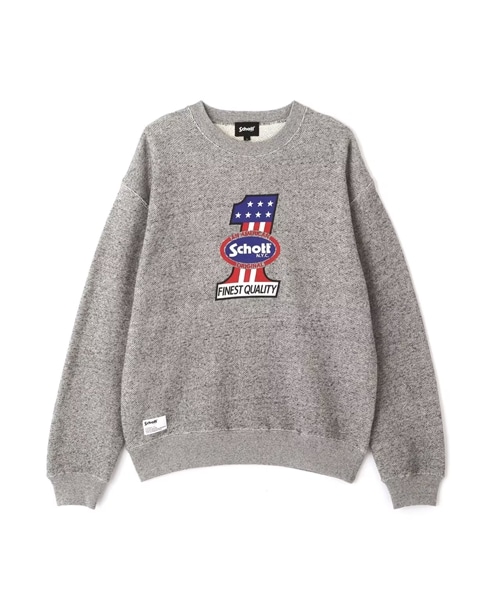 Schott/ショット/SALT AND PEPPER SWEAT NO.1 AMERICAN/ソルトアンドペッパー スウェット ナンバーワンアメリカン グレー M